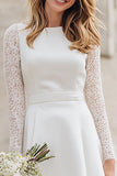 Ivory A-Line Lace Long Sleeves Bridal Shower Dress