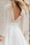 Ivory A-Line Lace Long Sleeves Bridal Shower Dress