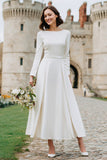 Simple Ivory A-Line Long Sleeves Bridal Shower Dress