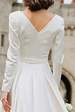 Simple Ivory A-Line Long Sleeves Bridal Shower Dress