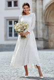 Ivory Lace A-Line Long Sleeves Wedding Dress