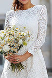 Ivory Lace A-Line Long Sleeves Wedding Dress