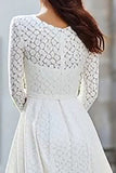 Ivory Lace A-Line Long Sleeves Wedding Dress