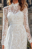 Ivory A-Line Lace Long Sleeves Maxi Wedding Dress