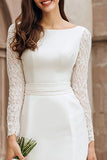 Ivory Sheath Bateau Neck Midi Engagement Dress
