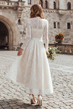 Ivory Lace A-Line Long Sleeves Maxi Wedding Dress