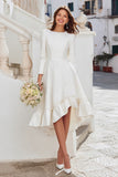 A-Line Ivory Long Sleeves Midi Bridal Shower Dress With Ruffles