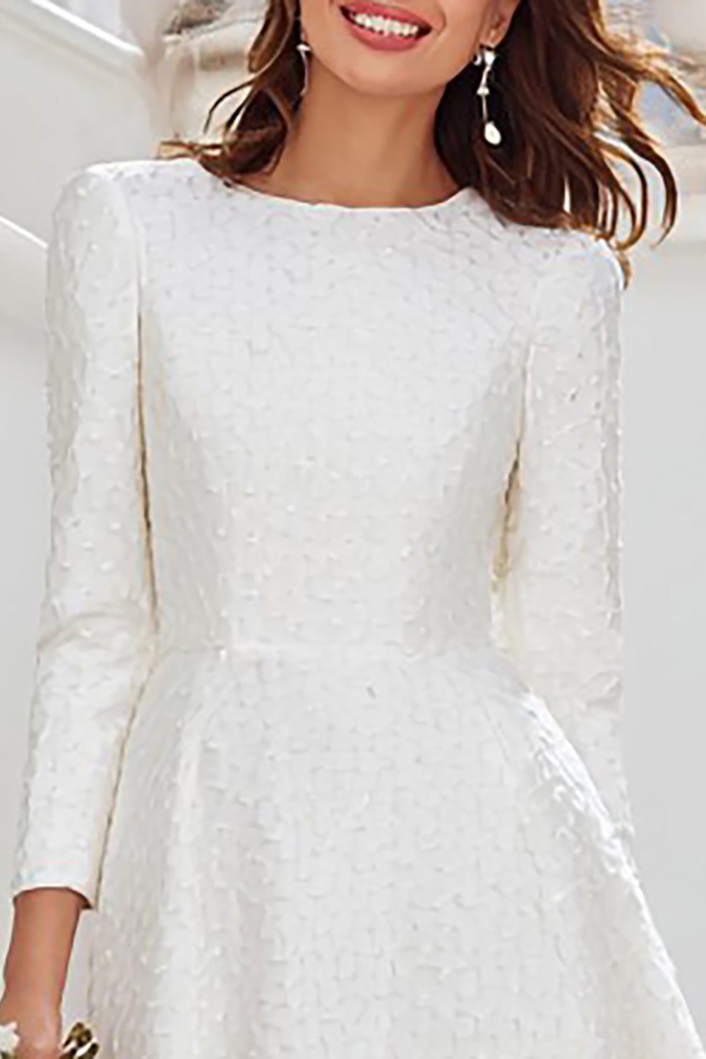 Berylove Women A-Line Ivory Bridal Shower Dress Long Sleeves Satin Midi Rehearsal Dinner Dress, Ivory / US24W Berylove Women A-Line Ivory Bridal Shower Dress Long Sleeves Satin Midi Rehearsal Dinner Dress, Ivory / US24W