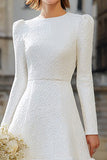 Ivory Ruffled A-Line Long Sleeves Rehearsal Dinner Dress