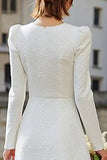 Ivory Ruffled A-Line Long Sleeves Rehearsal Dinner Dress