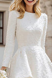 A-Line Ivory Long Sleeves High-Low Wedding Dress