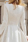 A-Line Ivory Long Sleeves High-Low Wedding Dress