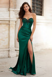 Dark Green Sweetheart Mermaid Prom Dress With Slit