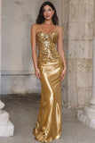 Gold Sequined Sweetheart Sheath Maxi Gala Dress