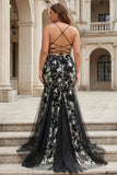 Pink Floral Mermaid Corset Sequin Plus Size Prom Dress
