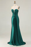 Sweetheart Mermaid Dark Green Corset Prom Dress