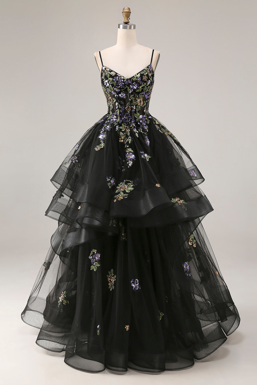 black sequin corset prom dress Long Black Sequin Prom Dress with Corset A1241 Black / 00