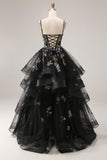 Black Sequin Embroidered Corset Ball Gown Prom Dress