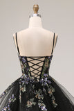 Black Sequin Embroidered Corset Ball Gown Prom Dress