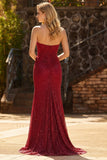 Strapless Beaded Mermaid Red Maxi Prom Dress