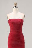 Beaded Strapless Mermaid Red Prom Dress