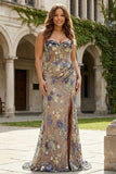 Sparkly Black Mermaid Strapless Appliqued Plus Size Prom Dress