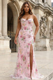 Sparkly Black Mermaid Strapless Appliqued Plus Size Prom Dress