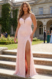 Grey Green Plus Size Mermaid Appliqued Maxi Prom Dress