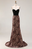 Mermaid Sweetheart Brown Leopard Prom Dress
