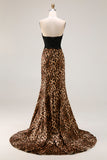 Mermaid Sweetheart Brown Leopard Prom Dress