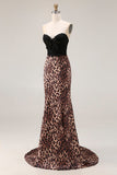 Mermaid Sweetheart Brown Leopard Prom Dress