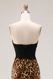 Mermaid Sweetheart Brown Leopard Prom Dress