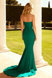 Peacock Green Mermaid Spaghetti Straps Long Formal Dress