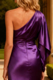 Purple Mermaid One Shoulder Satin Maxi Formal Dress