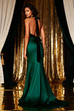 Halter Dark Green Mermaid Long Formal Dress