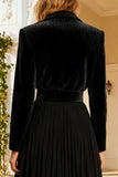 Black Notched Lapel Semi-Formal Dress With Belt