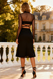 Black High Neck Cut Out Cocktail Party Dress