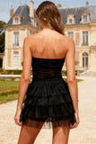 Sweetheart A-Line Tiered Ruffled Little Black Dress