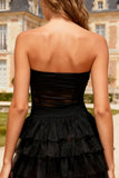 Sweetheart A-Line Tiered Ruffled Little Black Dress
