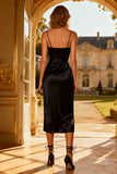 Black Sheath Spaghetti Straps Semi-Formal Dress