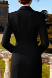 Black Peak Lapel Long Sleeve Work Dress
