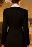 Black and White Peak Lapel Midi Blazer Dress