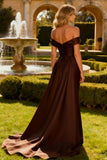 Off The Shoulder Brown Mermaid Maxi Formal Dress