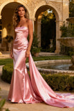Strapless Pink Mermaid Maxi Prom Dress With Cape