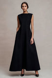 Simple Black A-Line Maxi Formal Dress