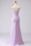 Frosted Lilac Strapless Corset Mermaid Bridesmaid Dress