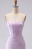 Frosted Lilac Strapless Corset Mermaid Bridesmaid Dress