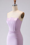 Frosted Lilac Strapless Corset Mermaid Bridesmaid Dress
