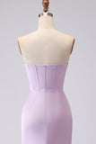 Frosted Lilac Strapless Corset Mermaid Bridesmaid Dress