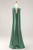 Mermaid Satin Eucalyptus Bridesmaid Dress with Slit